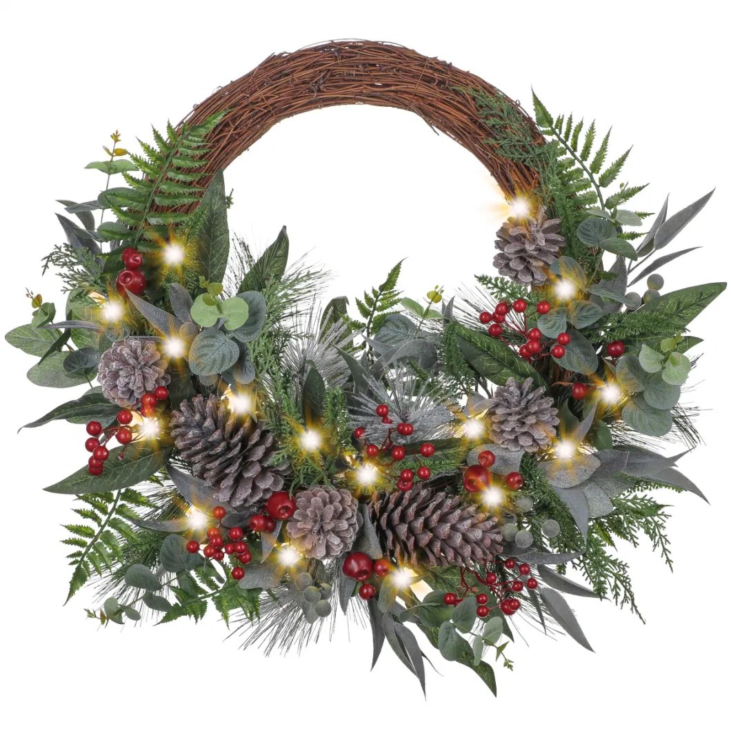 Decorative Wreath Home Xmas Ornaments with LED Light